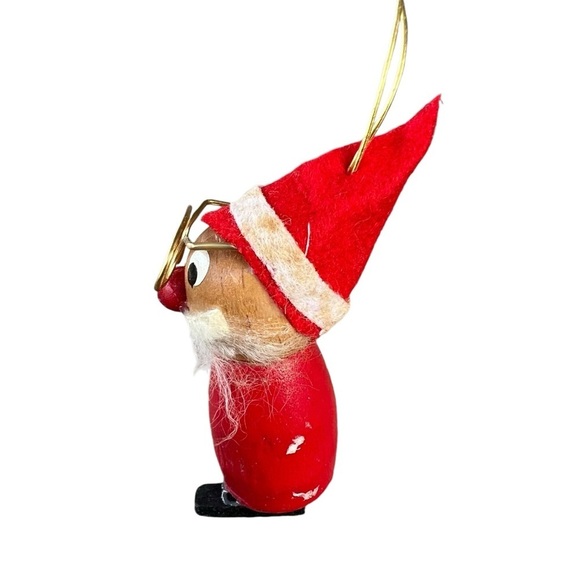 Vintage Kurt Adler Wooden Santa Gnome Christmas Tree Ornament Japan Glasses READ - Picture 2 of 9